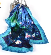JEDWABNY SZAL CHUSTA silk VAN GOGH LILIE NENUFARY
