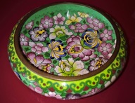 Stara miseczka mosiądz emalia UNIKAT Indie 1960