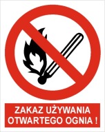 Naklejka PIKTOGRAM BHP, zakaz używania ognia