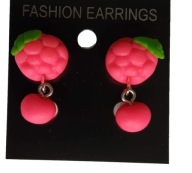 SZTYFTY KOLCZYKI Z MODELINY MALINY OWOCE UPOMINEK