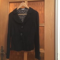 ŻAKIET CZARNY A WEAR (M) 38 BOUCLE WEŁ Z POD KWIAT