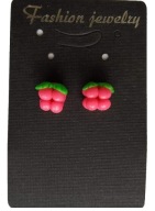 KOLCZYKI Z MODELINY MALINY OWOCE MALINKI SZTYFTY