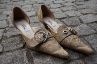 RIZZO FIRENZE włoskie SZPILKI złote żakardowe bcm r.37,5 GLAMOUR