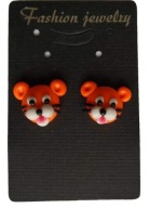 SZTYFTY KOLCZYKI MODELINA FIMO TYGRYSEK TYGRYS KOT