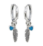 PANDORY KOLCZYKI PIÓRO SKRZYDŁO TURKUSOWA EMALIA