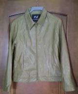 Oliwkowa kurtka z winylu vintage S | Y2K lata 90