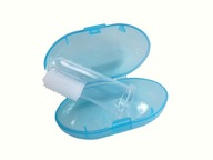 Silikonowa szczoteczka na palec + etui NIEBIESKIE