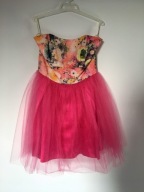 Różowa sukienka z tiulem kwiaty princess princeska