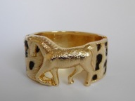 PIĘKNA BRANSOLETA POZŁACANA PANTERKA KOŃ