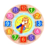 Drewniany zegar sorter z koralikami do nawlekania