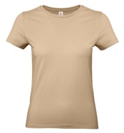 Beżowa, bawełniana koszulka T-shirt V-neck rozm. S