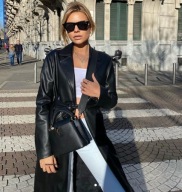 Luksusowy Płaszcz Trencz Eko Skóra - ZARA XL