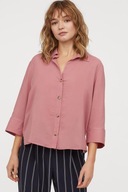 H & M koszula pudrowa różowa oversize boyfriend boho luźna pudełkowa rękawy