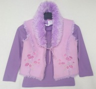 zestaw kamizelka kubrak futrzak + bluzka 3 l. 104