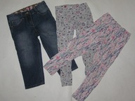 ZESTAW SPODNIE JEANS LEGGINSY 3 szt. 128 cm