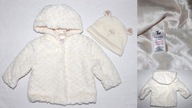 3-6 m 62-68 jesień płaszczyk ecri kremowy +czapa