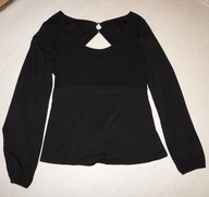 X630_CZARNA WIZYTOWA BLUZKA z RĘKAWKIEM/ŁEZKA