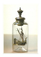 Pocztówka - Model statku żaglowego w butelce / XIX w.