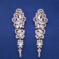 KOLCZYKI długie CYRKONIE ZŁOTE Walentynki PREZENT