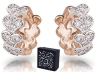 Kolczyki Złote Serca Krysz. Swarovski Love kółka SMART PUDEŁO serduszka