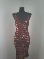 SUKIENKA ażurkowa czekoladowy brąz cekiny ok M 38