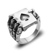 Sygnet As pik w szponach punk skull biker rock