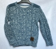F&F SWETER DZIANINOWY NIEBIESKI MELANŻ 110 cm