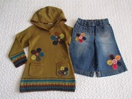 Next sukienka i spodenki zieleń i kwiaty roz 104