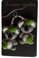 KOLCZYKI Z MODELINY SŁODKA KOALA Z LIŚĆMI PREZENT