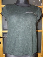 CIEMNOSZARA BLUZKA z ZAMKIEM T-SHIRT ATMOSPHERE 36