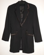 419_ CZARNY ŻAKARDOWY_MODNY ŻAKIET/DŁUGI*_ 38/40