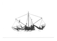 Pocztówka - Kuter rybacki na pełnym morzu i sieci