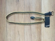 New Yorker pasek skórzany ekoskóra złoty łańcuch y2k pleciony punk rock