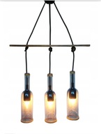 LAMPA WISZĄCA SUFITOWA DREWNIANA Z BUTELEK - LOFT