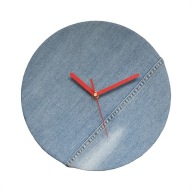 Zegar ścienny tkanina jeans dżins 30cm, efekt 3D, 2 zestawy wskazówek