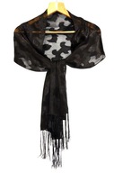 SZAL czarny w KWIATY 33 x 170 cm