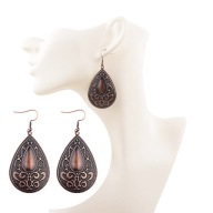 Kolczyki brązowe kropla wody, łza, Vintage, duże