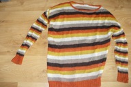 Sweter SOLAR, r. L, wełna, paski, piękny!