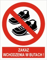 Naklejka PIKTOGRAM BHP, zakaz wchodzenia w butach