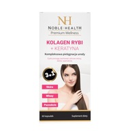 Noble Health Kolagen rybi + keratyna cynk selen włosy paznokcie 60 kapsułek