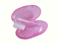 Silikonowa szczoteczka na palec + etui RÓŻOWE