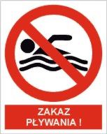 Naklejka PIKTOGRAM BHP, zakaz pływania