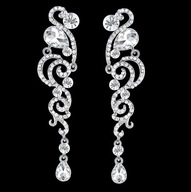 KOLCZYKI długie cyrkonie CRYSTAL ślub Dzień Matki