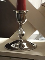 Świecznik chromowany z kryształem