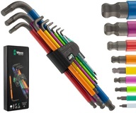 Klucze imbusowe trzpieniowe z kulistą główką Hex zes. 9szt. Multicolor WERA