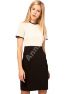 ASOS SUKIENKA SUKNIA BEŻOWA CZARNA MIX M CLASSIC