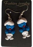KOLCZYKI Z MODELINY FIMO SMERFY THE SMURFS POLYMER