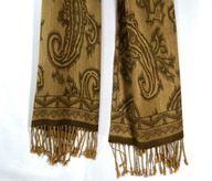 SZAL w pięknych beżach wzór PAISLEY - 52 x 183 cm