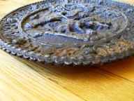 TALERZ ŻELIWNY STARY DUŻY SCENA MYŚLIWSKA POGOŃ gonitwa żeliwo