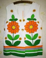 PRL RETRO kostium spodnie bluzka KWIATY lata 70